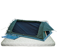 Big Boy Dome swag with deluxe pillow top mattress, by Kulkyne